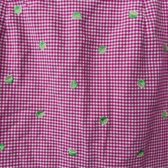 Talbots Petites Vintage Lime Printed Gingham Skirt Size 10P - Picture 2 of 6